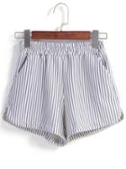 Romwe Vertical Striped Split White Short