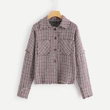 Romwe Single Breasted Frayed Coat