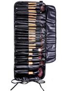 Romwe 24pcs Natural Brown Professional Makeup Brush Set With Black Bag