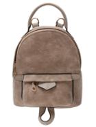 Romwe Distressed Faux Leather Backpack - Brown