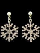 Romwe Gold Diamond Snowflake Earrings