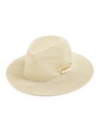 Romwe Faux Pearl Pin Fedora Hat