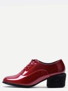 Romwe Red Patent Leather Lace Up Ankle Heels