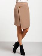 Romwe Single Button Wrao Khaki Skirt
