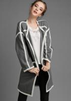 Romwe Grey Long Sleeve Contrast Trims Pockets Coat
