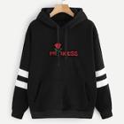 Romwe Varsity Striped Embroidered Hoodie