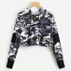 Romwe Camouflage Print Drawstring Hooded Sweatshirt