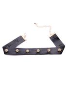 Romwe Black Rhinestone Detail Pu Choker
