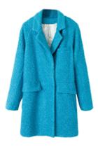 Romwe Pocketed Sheer Blue Coat