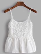 Romwe White Lace Splicing Cami Top