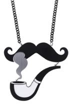 Romwe 101 Brand Mustache And Pipe Pendant Necklace