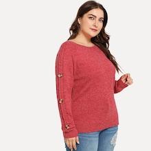 Romwe Plus Button Decoration Jumper