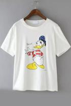 Romwe Donald Duck White T-shirt