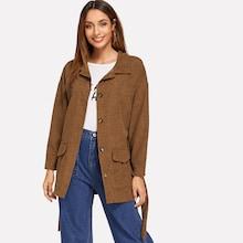 Romwe Single Breasted Pocket Decoration Coat