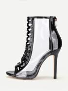 Romwe Clear Detail Cut Out Design High Heels