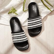 Romwe Two Tone Open Toe Plaited Slippers