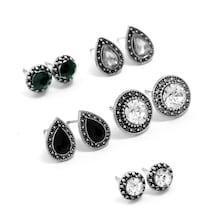 Romwe Waterdrop & Round Shaped Stud Earrings 5pairs