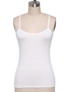 Romwe Spaghetti Strap Hollow Out White Cami Top