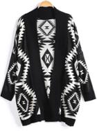 Romwe Geometric Knit Black Cardigan