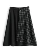 Romwe Grid Print Layer Skirt