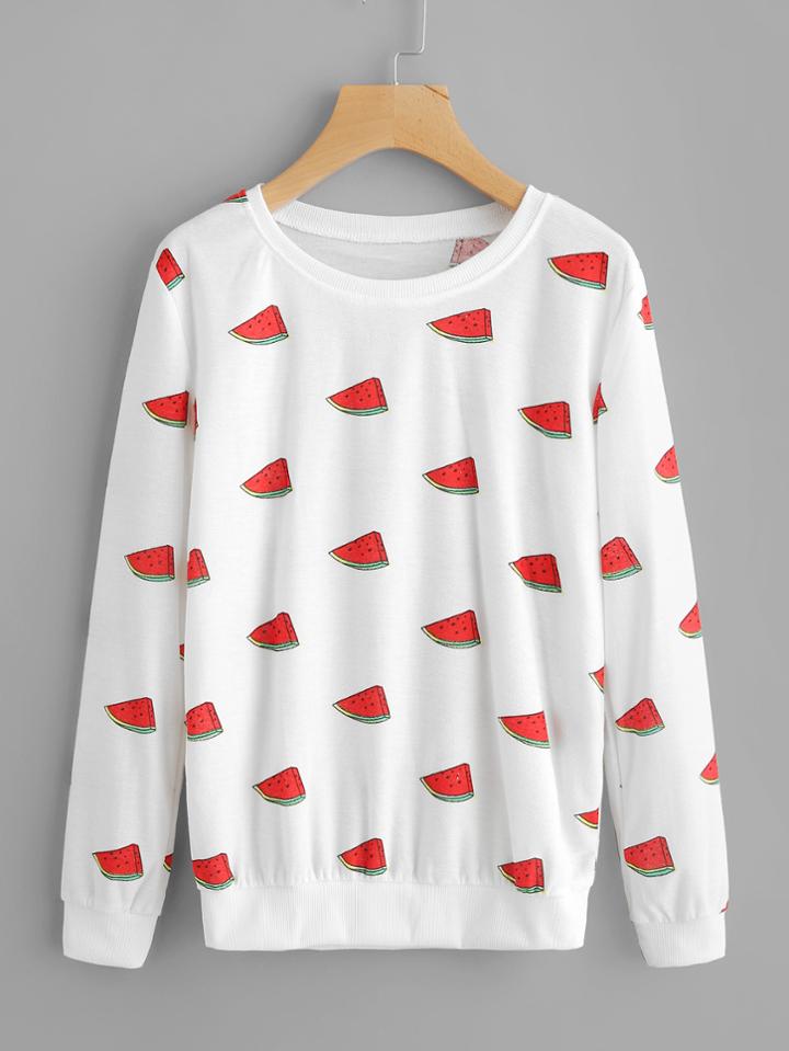 Romwe Endless Watermelon Print Sweatshirt