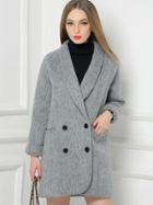 Romwe Grey V Neck Long Sleeve Pockets Coat