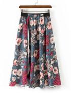 Romwe Calico Print Slit Skirt