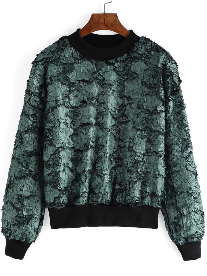 Romwe Crew Neck Loose Sweatshirt