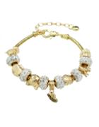 Romwe White Rhinestone Beads Charms Bracelet