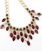 Romwe Red Gemstone Gold Chain Necklace