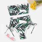 Romwe Random Removable Strap Top With Lace-up Bikini