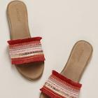 Romwe Adorned Crystal Sequin Band Flat Slide Sandals