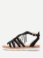 Romwe Fringe Design Strappy Flat Sandals