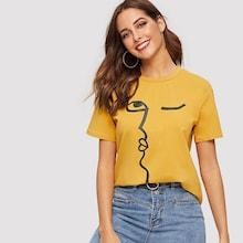 Romwe Short Sleeve Graphic Print Tee
