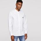 Romwe Guys Curved Hem Patched Detail Shirt