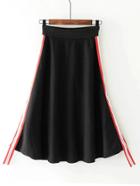 Romwe Striped Tape Knit Skirt