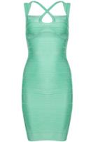 Romwe Light Green Criss Cross Bodycon Bandage Dress