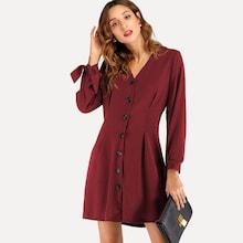 Romwe Single Breasted Knot Sleeve Dress
