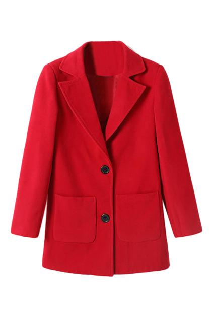 Romwe Single-breasted Sheer Red Coat