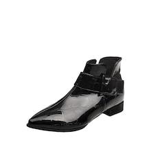 Romwe Buckle Decor Croc Embossed Ankle Boots