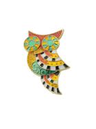 Romwe Colorful Enamel Owl Brooch