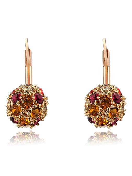 Romwe Gold Plated Crystal Ball Earrings