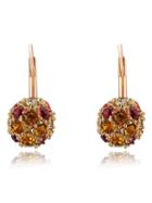 Romwe Gold Plated Crystal Ball Earrings