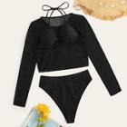 Romwe High Waist Bikini Set & Sheer Mesh Top 3pack