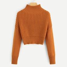 Romwe Mock Neck Solid Jumper