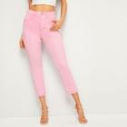 Romwe Solid Tapered Crop Jeans