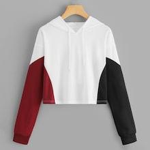 Romwe Colorblock Drawstring Sweatshirt