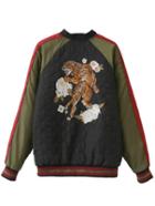Romwe Color Block Tiger Embroidery Raglan Sleeve Jacket