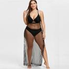 Romwe Plus High Split Cross Back Cover Up