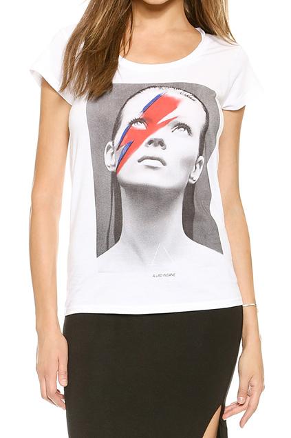 Romwe Fashion Person Print White T-shirt